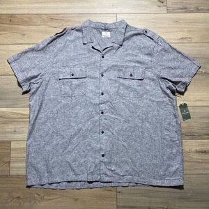 Mutual Weave Mens Linen Blend Short Sleeve Button Up‎ Shirt Size 4XL Iron White